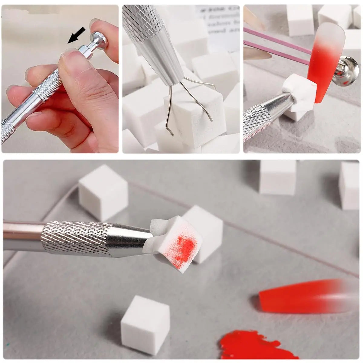 50pcs Square Nail Art Sponges & Grab Pen Set – Gradient Nail Brush for Gel Polish Design
