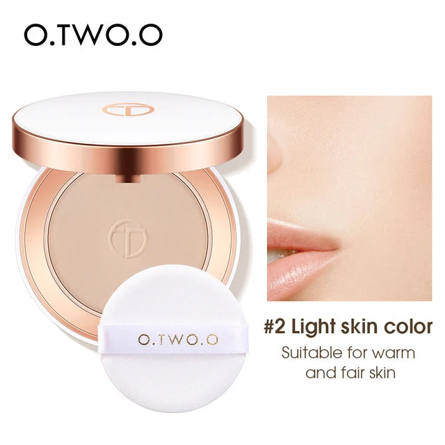 O.TWO.O Face Setting Powder Cushion Compact Powder Oil-Control 3 Colors Matte Smooth Finish Concealer Makeup Pressed Powder