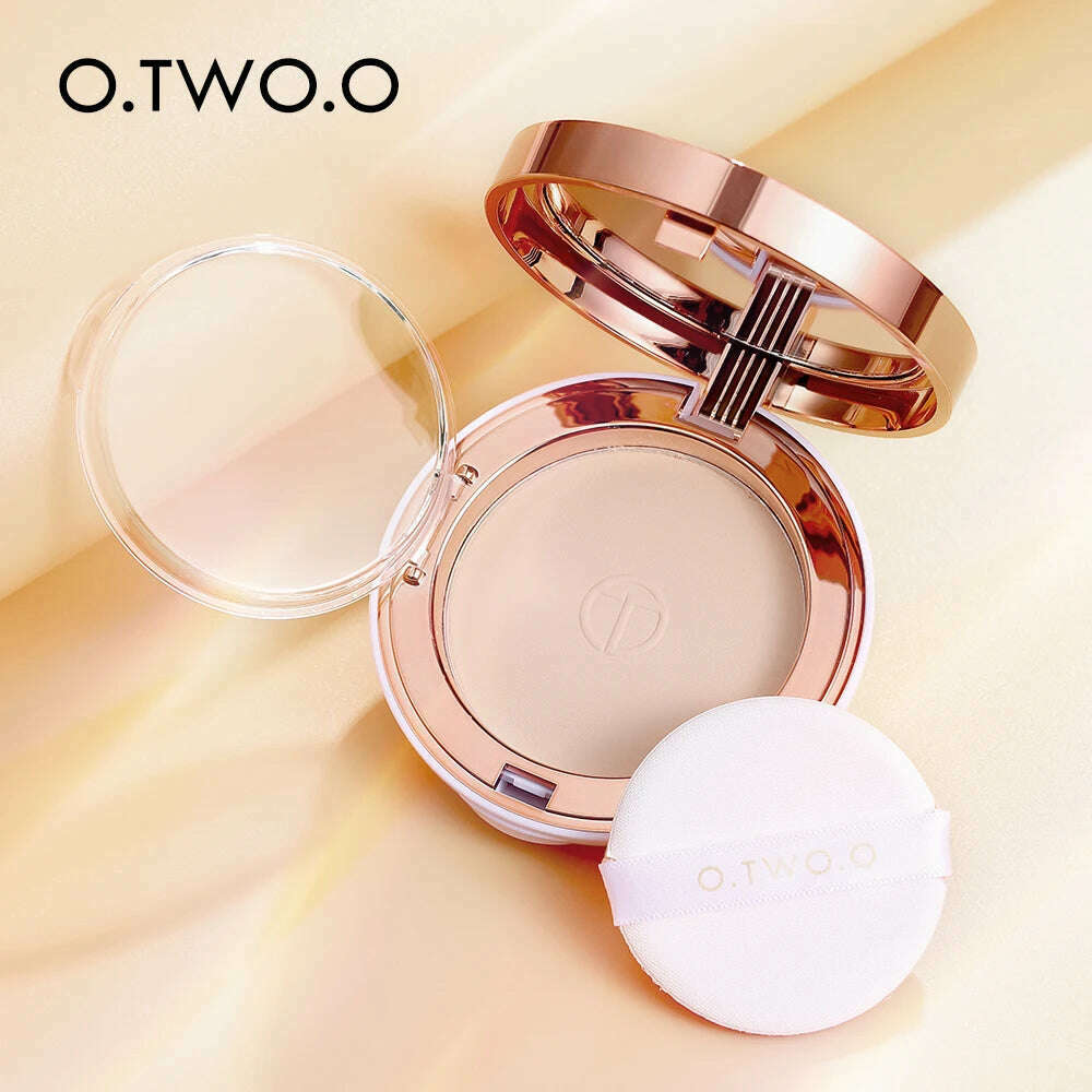 O.TWO.O Face Setting Powder Cushion Compact Powder Oil-Control 3 Colors Matte Smooth Finish Concealer Makeup Pressed Powder