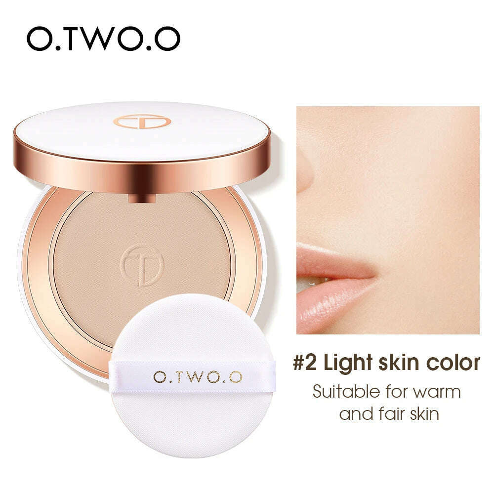O.TWO.O Face Setting Powder Cushion Compact Powder Oil-Control 3 Colors Matte Smooth Finish Concealer Makeup Pressed Powder