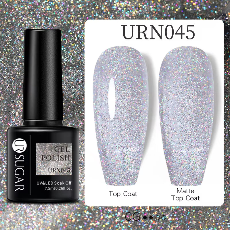 7.5Ml Champagne Gold Reflective Gel Nail Polish Bright Sparkling Glitter French Semi Permanent Nail Painting UV Gel
