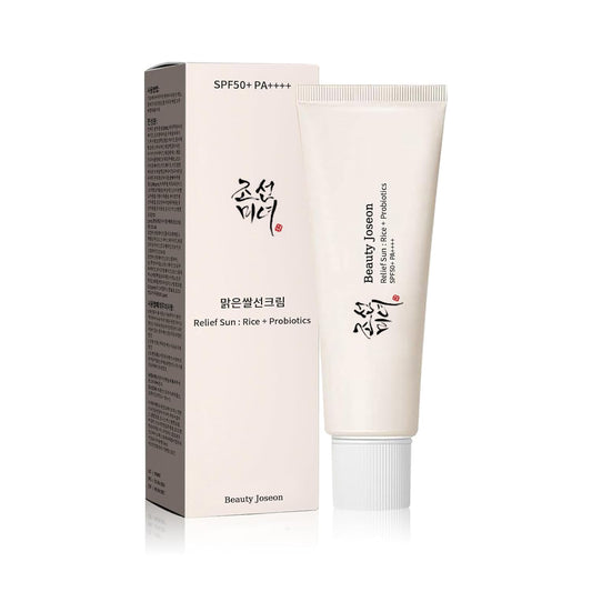 Relief Sun Organic Korean Sunscreen SPF50+, PA++++ Rice and Probiotics | Korean Skin Care Solution for All Skin Types | Nourishing Skin Protection and UV Def