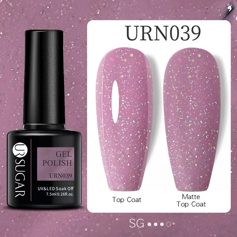 7.5Ml Champagne Gold Reflective Gel Nail Polish Bright Sparkling Glitter French Semi Permanent Nail Painting UV Gel