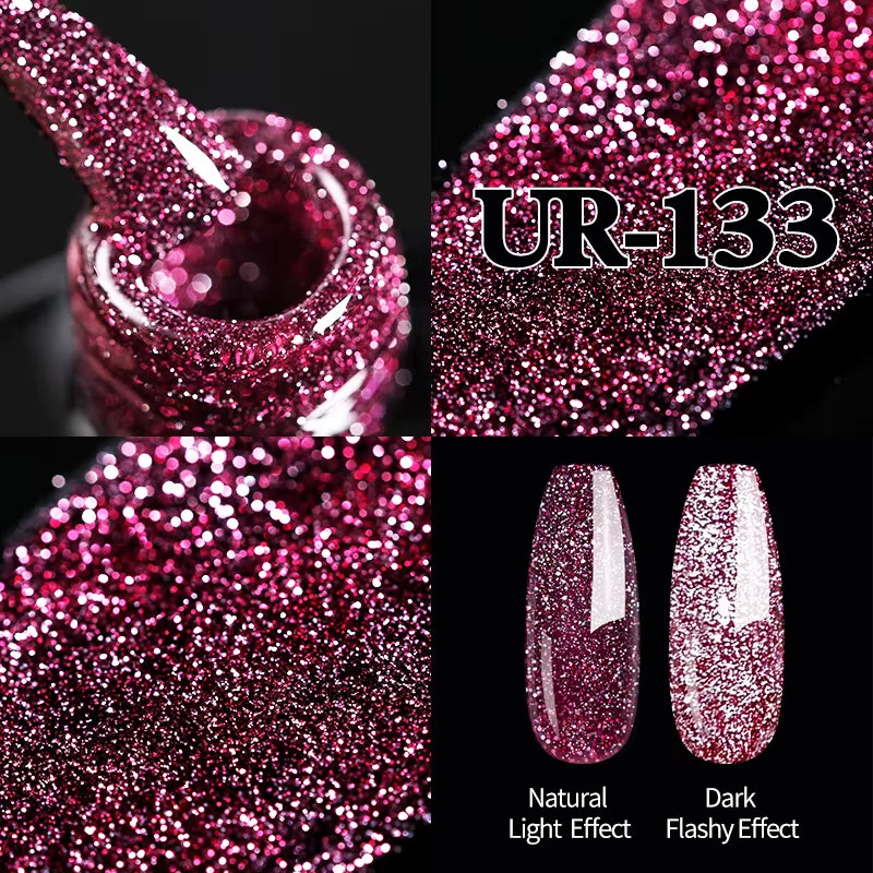 7.5Ml Champagne Gold Reflective Gel Nail Polish Bright Sparkling Glitter French Semi Permanent Nail Painting UV Gel