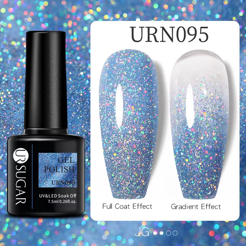7.5Ml Champagne Gold Reflective Gel Nail Polish Bright Sparkling Glitter French Semi Permanent Nail Painting UV Gel