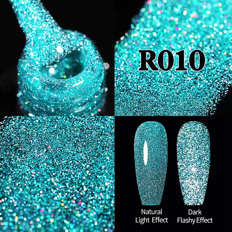 7.5Ml Champagne Gold Reflective Gel Nail Polish Bright Sparkling Glitter French Semi Permanent Nail Painting UV Gel