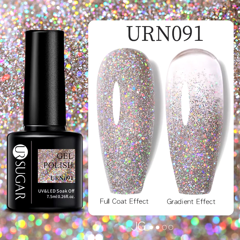 7.5Ml Champagne Gold Reflective Gel Nail Polish Bright Sparkling Glitter French Semi Permanent Nail Painting UV Gel