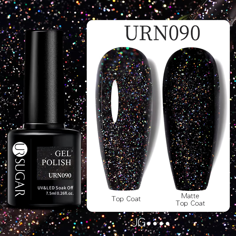 7.5Ml Champagne Gold Reflective Gel Nail Polish Bright Sparkling Glitter French Semi Permanent Nail Painting UV Gel
