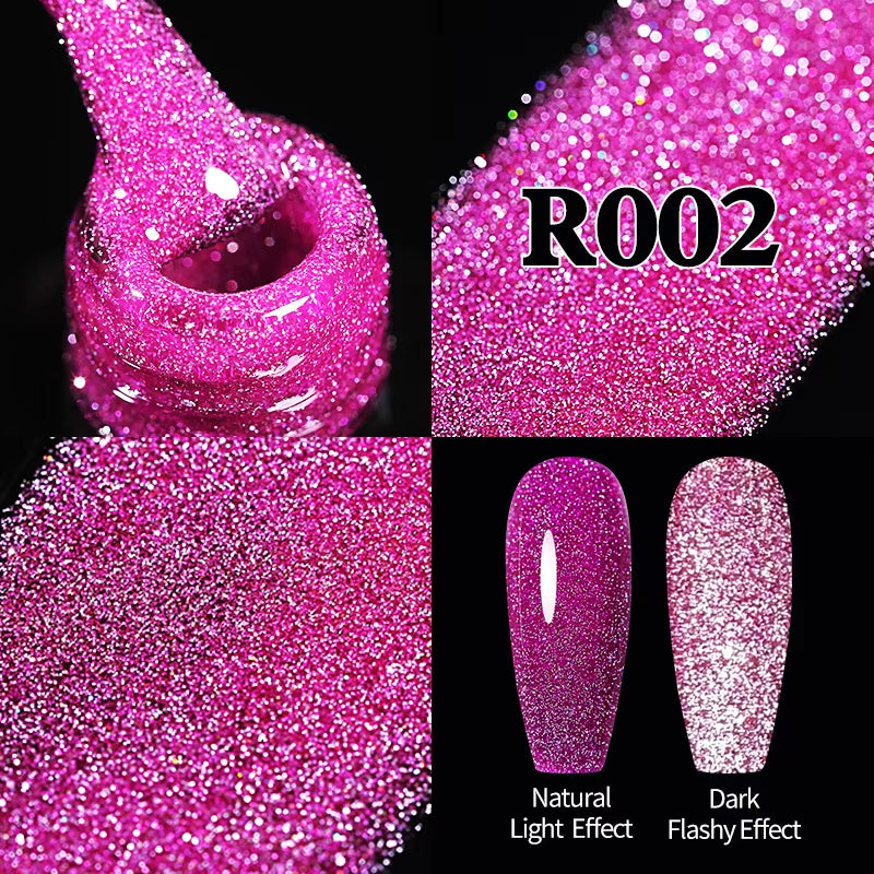 7.5Ml Champagne Gold Reflective Gel Nail Polish Bright Sparkling Glitter French Semi Permanent Nail Painting UV Gel
