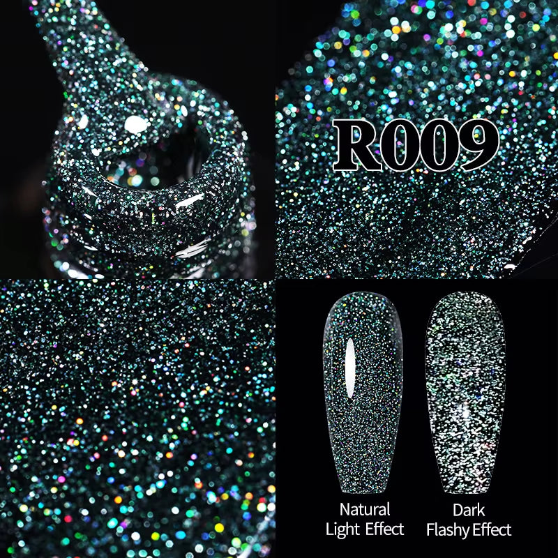 7.5Ml Champagne Gold Reflective Gel Nail Polish Bright Sparkling Glitter French Semi Permanent Nail Painting UV Gel