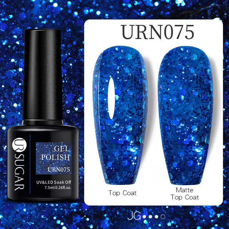7.5Ml Champagne Gold Reflective Gel Nail Polish Bright Sparkling Glitter French Semi Permanent Nail Painting UV Gel