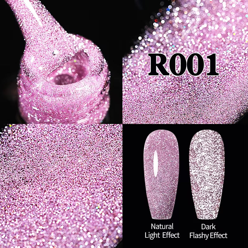 7.5Ml Champagne Gold Reflective Gel Nail Polish Bright Sparkling Glitter French Semi Permanent Nail Painting UV Gel