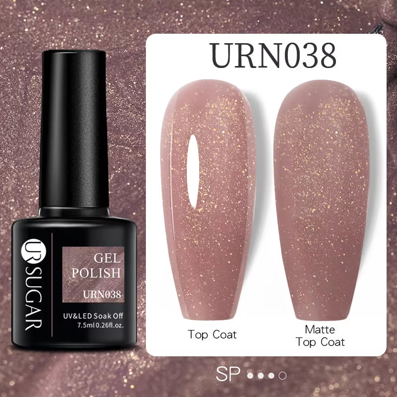 7.5Ml Champagne Gold Reflective Gel Nail Polish Bright Sparkling Glitter French Semi Permanent Nail Painting UV Gel