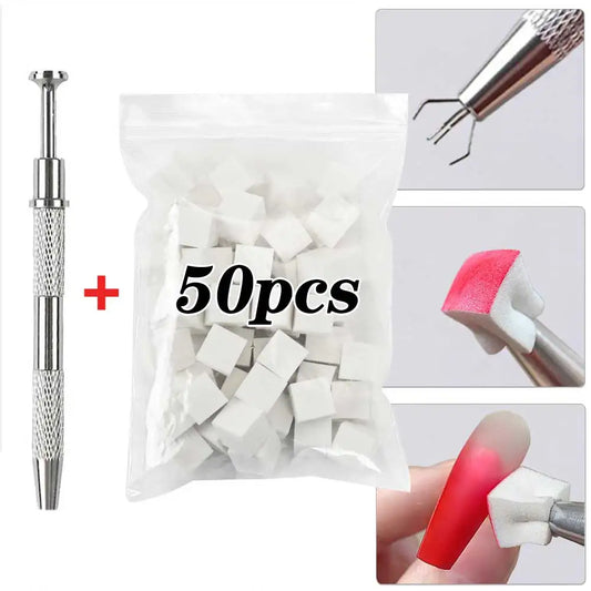 50pcs Square Nail Art Sponges & Grab Pen Set – Gradient Nail Brush for Gel Polish Design