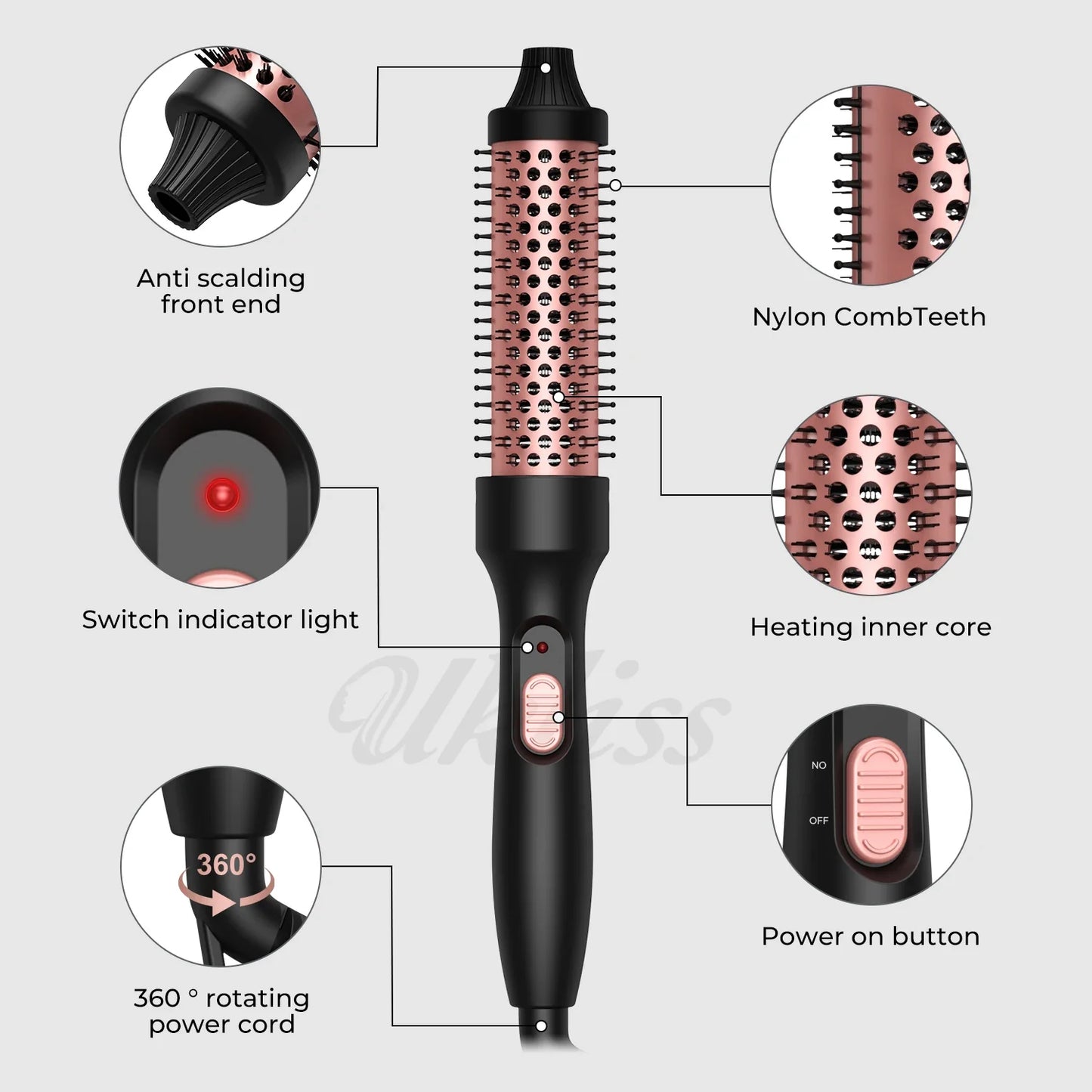 3 in 1 Thermal Brush Ceramic Hair Curling Wand