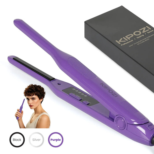 KIPOZI Titanium Small Hair Straightener Short Hair Pixie Cut