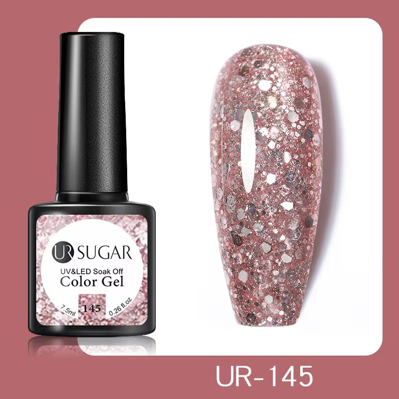 7.5Ml Champagne Gold Reflective Gel Nail Polish Bright Sparkling Glitter French Semi Permanent Nail Painting UV Gel