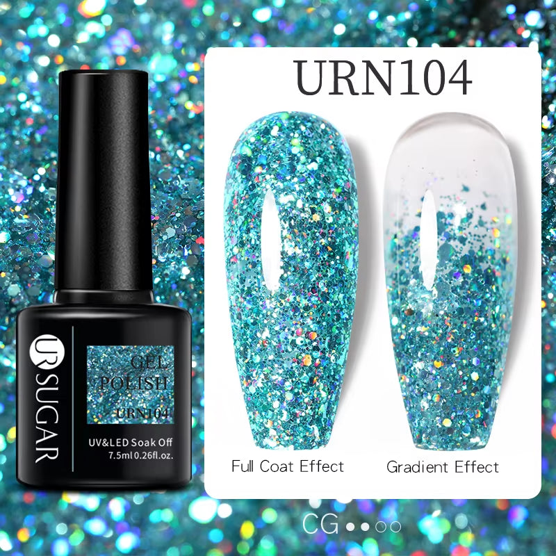 7.5Ml Champagne Gold Reflective Gel Nail Polish Bright Sparkling Glitter French Semi Permanent Nail Painting UV Gel