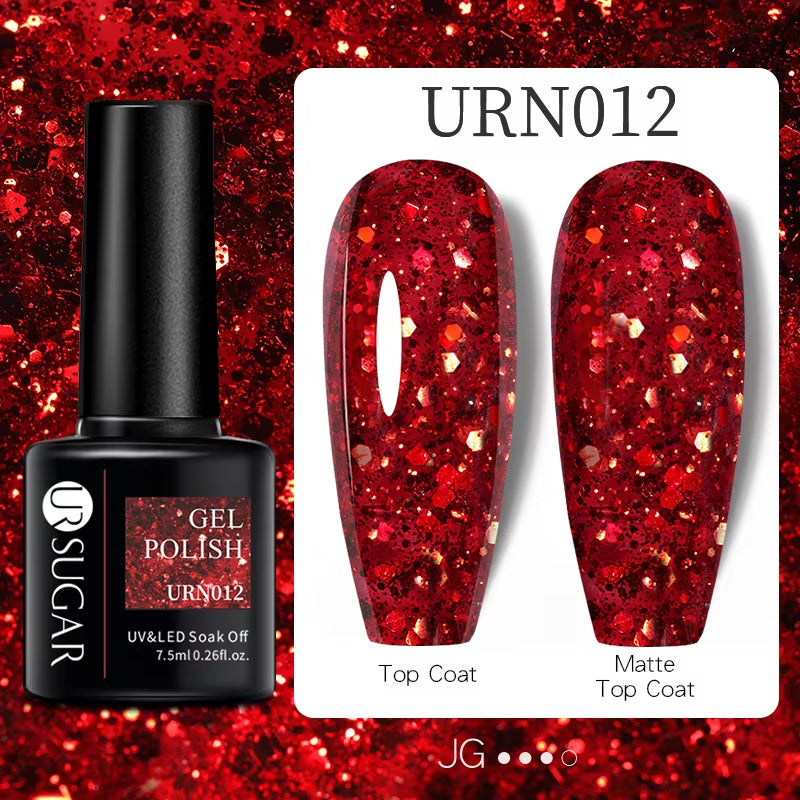 7.5Ml Champagne Gold Reflective Gel Nail Polish Bright Sparkling Glitter French Semi Permanent Nail Painting UV Gel